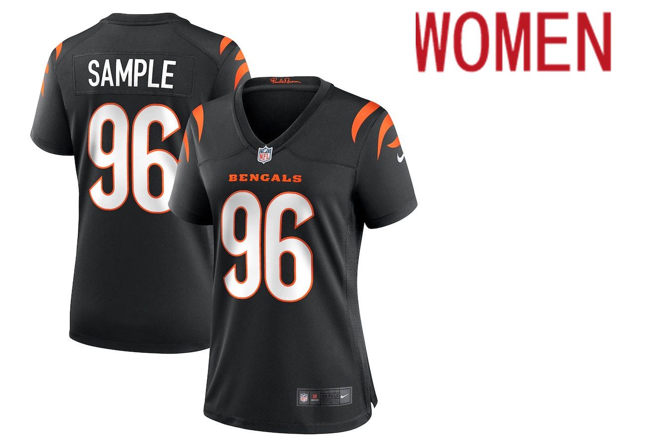 Women Cincinnati Bengals #96 Cam Sample Nike Black Game NFL Jersey->women nfl jersey->Women Jersey